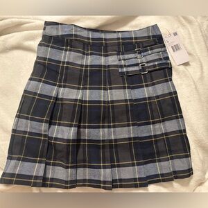 French Toast Navy and Gray Plaid Skort with Buckles